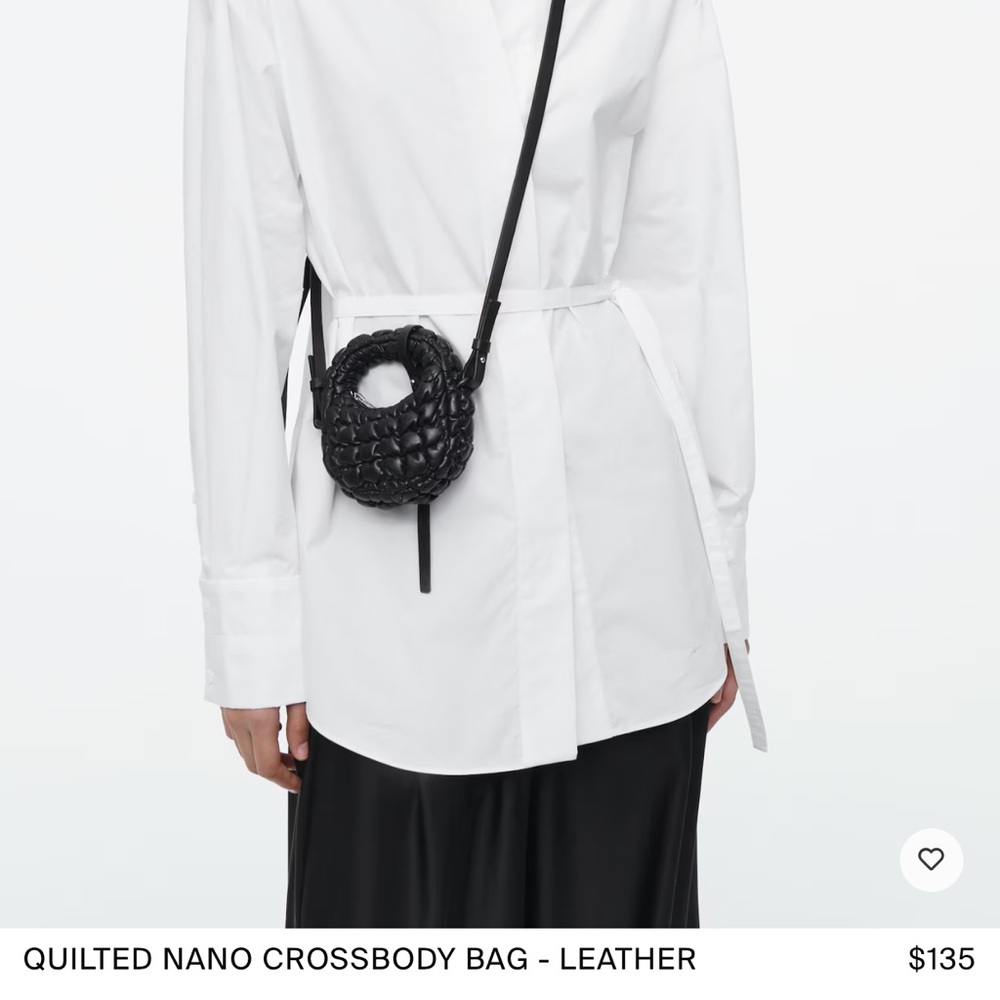 COS Quilted Leather Nano Crossbody Bag - Black